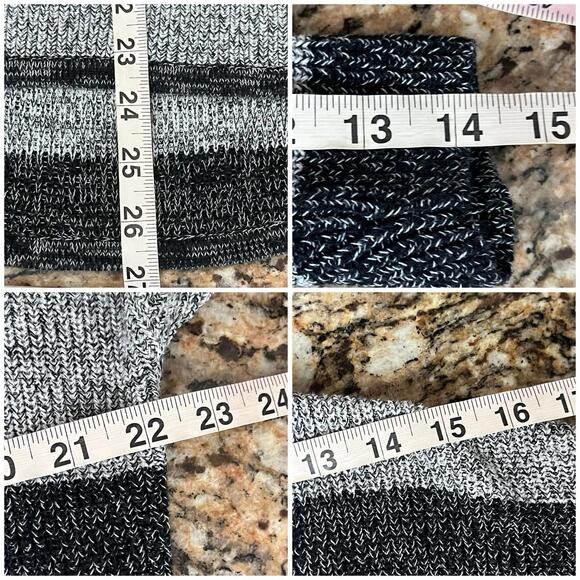 Express Y2K Striped Sweater Tunic S Grey Black Cotton V Neck Soft Knit Cozy - Picture 6 of 9